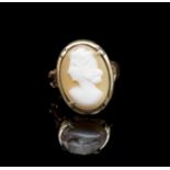 George VI 9ct rose gold and carved cameo ring