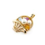 Multi gemstone and 9ct yellow gold pendant