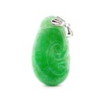 Carved green jade pendant