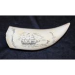 Early whales tooth scrimshaw