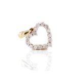 Diamond and 10ct yellow gold heart pendant