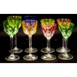 Eight Moser crystal wine glasses