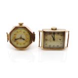 Two Early 20th C. 9ct rose gold watches