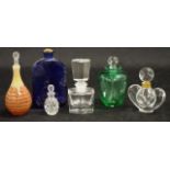 Six various glass scent bottles