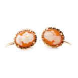 Carved cameo and 9ct rose gold ear clips