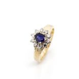 Vintage Sapphire and diamond cluster ring