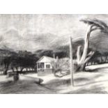 Australian framed pencil on paper Landscape