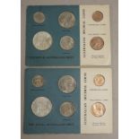 Two Australian 1966 UNC coin year sets