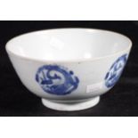 Antique Chinese blue & white pottery bowl