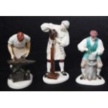 Three Royal Doulton Williamsburg workman figurines