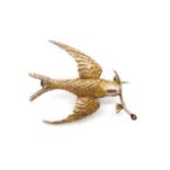 Victorian 9ct rose gold dove brooch