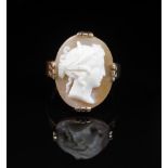 Australian 9ct rose gold and carved cameo ring