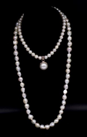 Two single strand cultured pearl necklaces