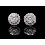 Diamond and 9ct white gold halo stud earrings