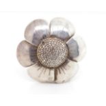 Mid century silver flower brooch