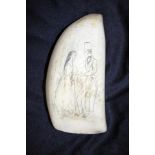 Early whales tooth scrimshaw