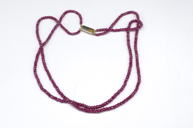 Double strand ruby beaded necklace - Image 2 of 3