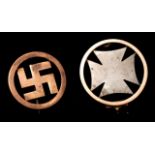 Two German WWII military pin badges