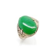 Vintage Oriental jade and silver ring