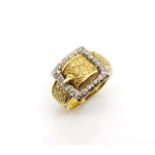 Diamond and 18ct yellow gold buckle ring