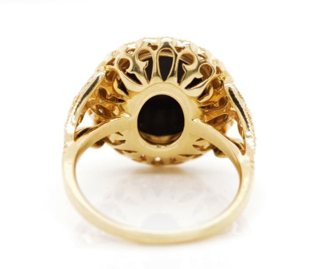 Onyx, diamond and 18ct yellow gold dress ring - Image 4 of 4