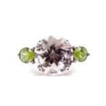 Amethyst and peridot set 9ct white gold ring