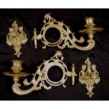 Pair vintage brass wall sconces