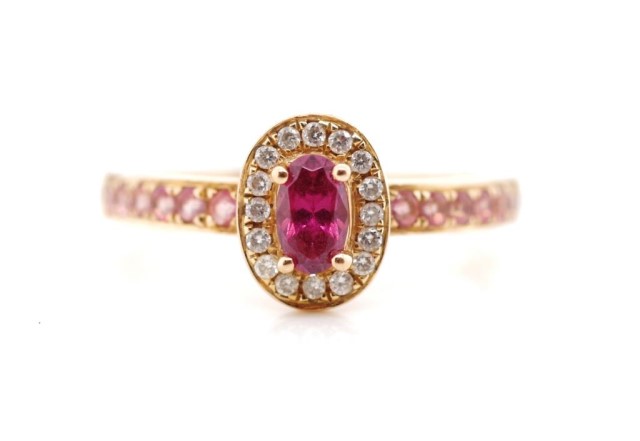 Tourmaline and diamond set 18ct rose gold ring