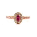 Tourmaline and diamond set 18ct rose gold ring