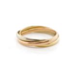 Three colour 9ct gold Russian wedding ring