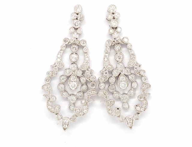 Edwardian style diamond drop earrings