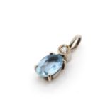 Aquamarine, diamond and white gold pendant