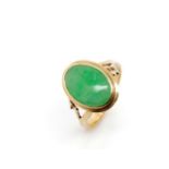 Jade and rose gold ring
