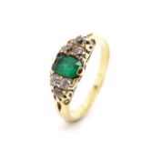 Victorian emerald and diamond set yellow gold ring