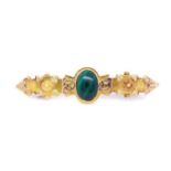 Victorian 15ct yellow gold and malachite brooch