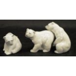 Three Lladro Polar Bear figures