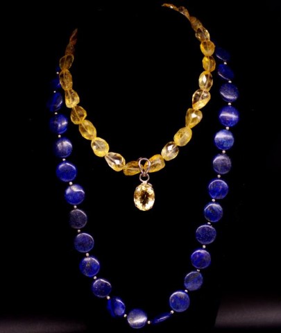 Lapis, labradorite and citrine beaded necklaces - Image 2 of 2