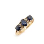 Blue and white spinel set 9ct rose gold ring