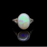 Antique opal and white gold ring