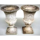 Pair of concrete garden urns