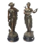 Two antique spelter maiden figure's