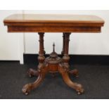 Antique walnut card table