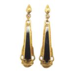 Art Deco enamel and yellow metal earrings