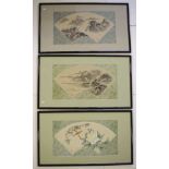 Three Japanese paintings on silk