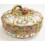 Large Cantonese famille rose lidded pot