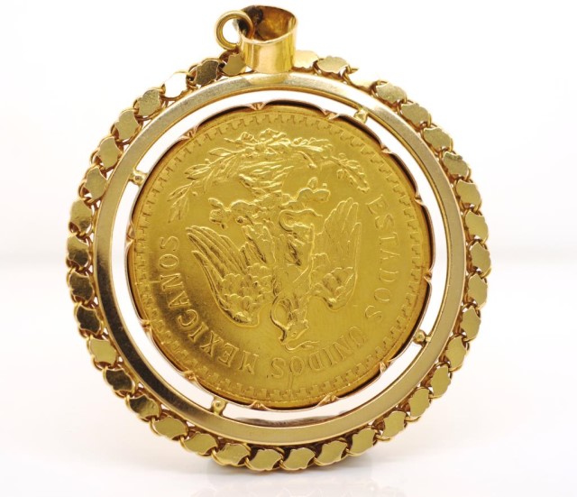 Mexican 50 Pesos gold coin pendant - Image 2 of 4