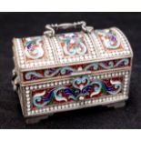 Imperial Russian silver & enamel jewellery casket