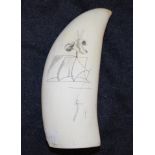 Early whales tooth scrimshaw