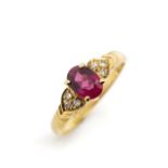 Tourmaline and diamond set 9ct yellow gold ring