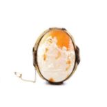 Antique carved cameo and yellow gold brooch